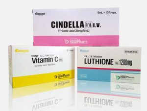 Cindella (5ml x 10 ống) Vitamin C (20ml x 10 lọ) Glutathione (600/1200mg x 10 lọ)
